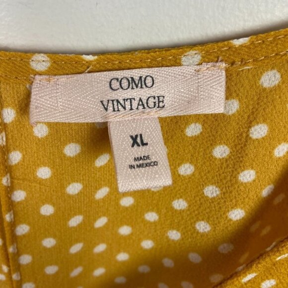 Como Vintage Bohemian Mustard Yellow Polka Dot Summer Dress Size‎ XL Sundress - Picture 4 of 16